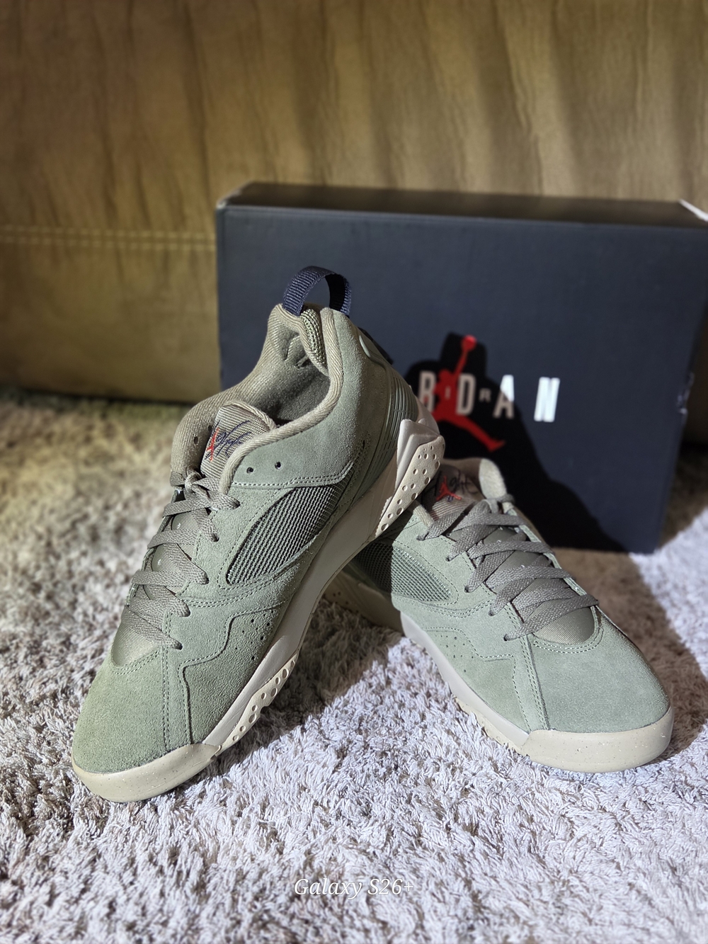 Jordan Men's Olive Green Suede Low-Profile Sneakers